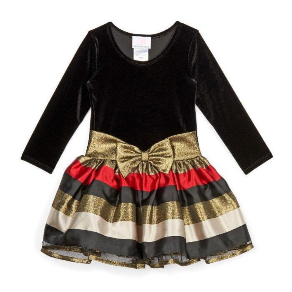 Bonnie Jean Stripe Velvet Drop Waist Dress | Size 2T | NWT